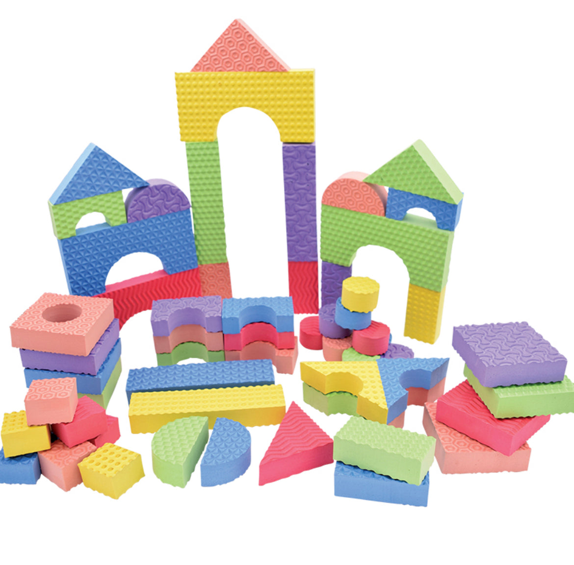 60 x Jumbo Foam Building Construction Textured Blocks