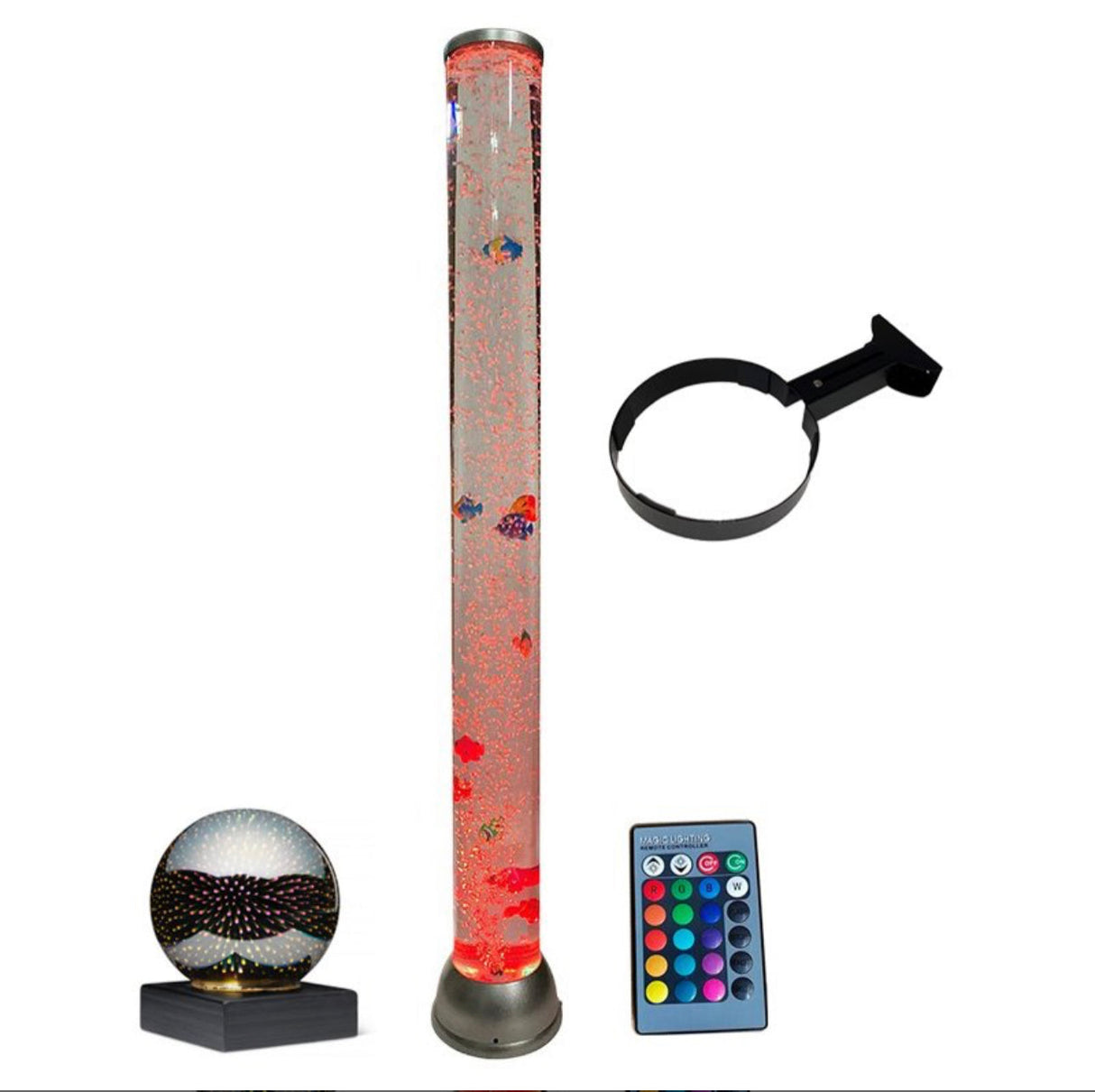 Sensory Bubble Tube & Remote 90cm, Wall Bracket & Light-Up Fibre Ball