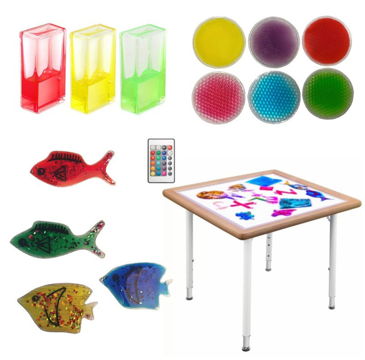 Light Up LED Desk Table For Drawing & 13 Toys for illumination Incl. Remote